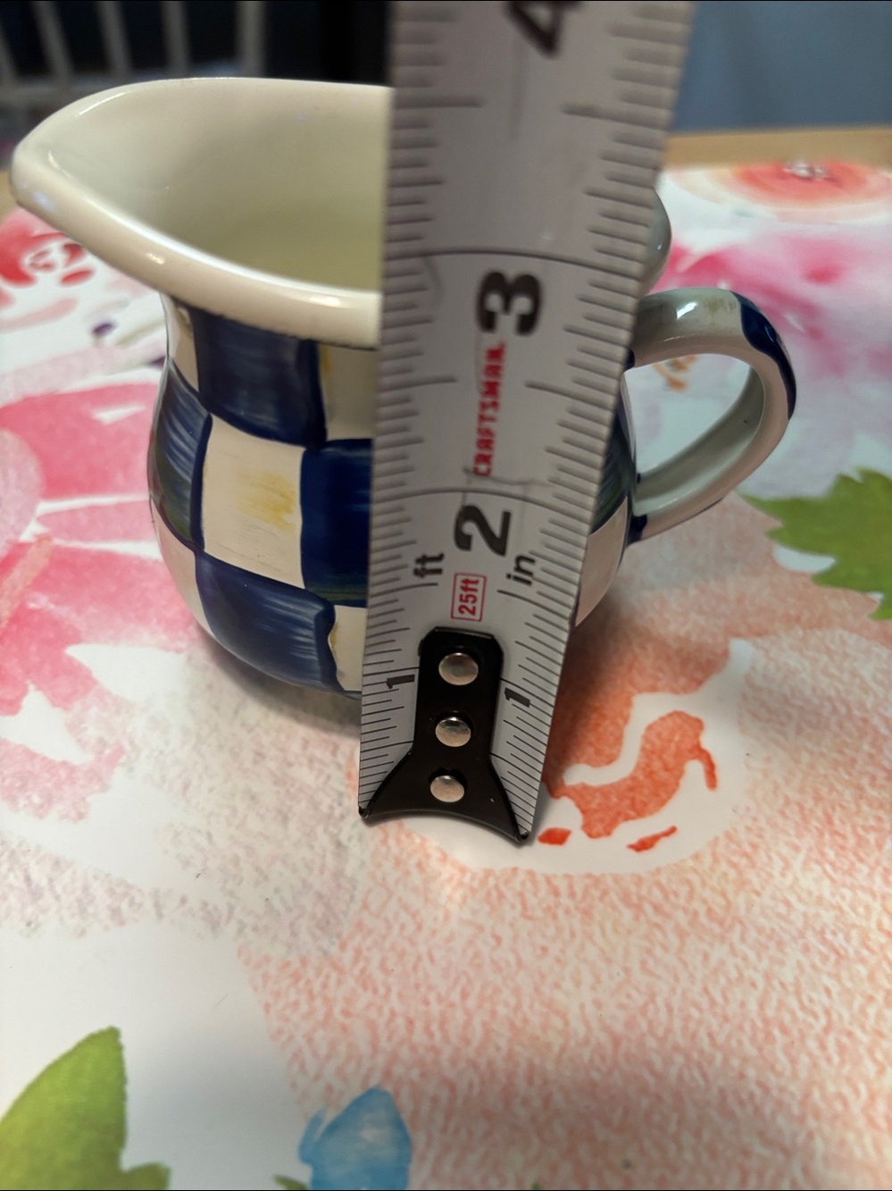 Mackenzie-Childs Royal Check enamal creamer - Picture 4 of 5